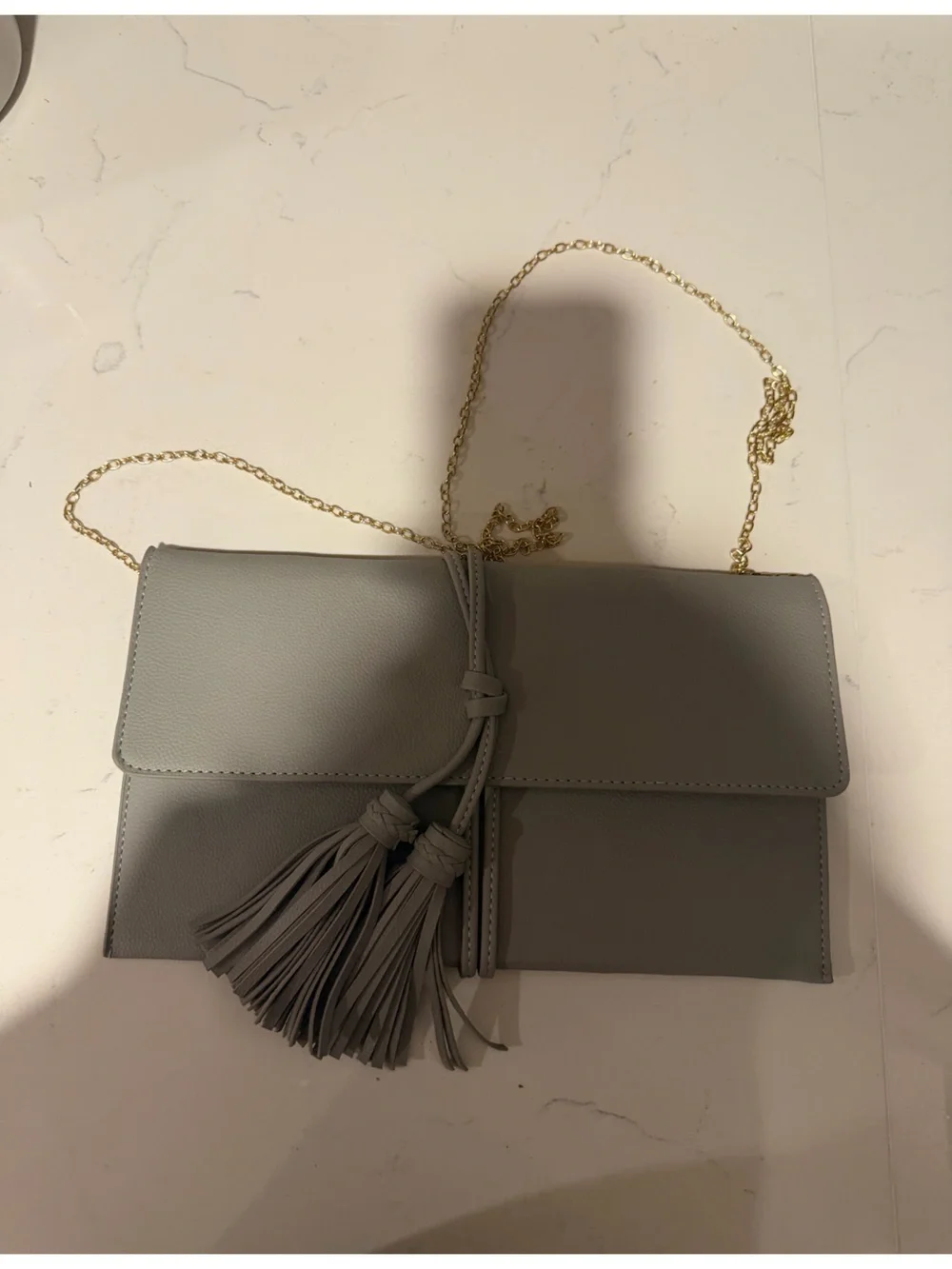 Grey Tassel Chain Crossbody Bag